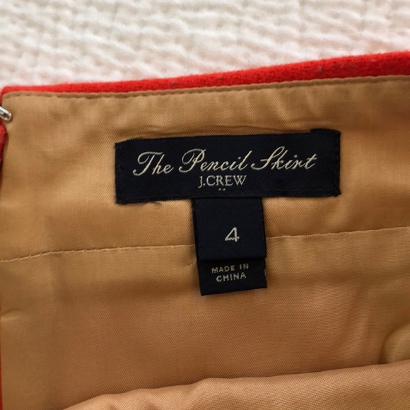 J. Crew Red Wool Pencil Skirt - Size 4 - Picture 3 of 3